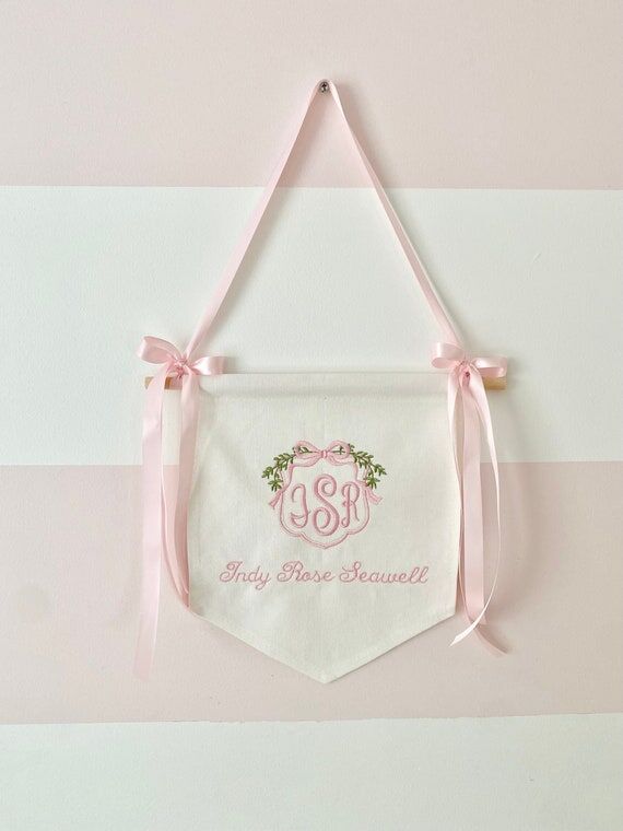 Custom Embroidered Baby Name Banner: Girl Nur...