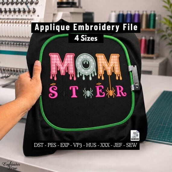 Halloween Dripping Momster Applique Embroider...