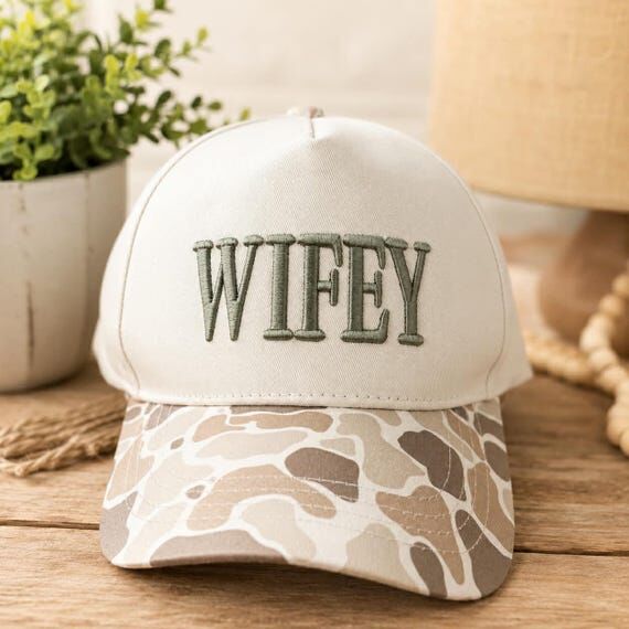 Wifey Embroidered Camo Trucker Hat...