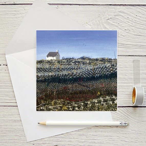 Embroidered Cottage Art Print Greetings Card...