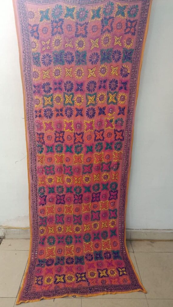 Handmade Embroidered Phulkari work dupatta /w...