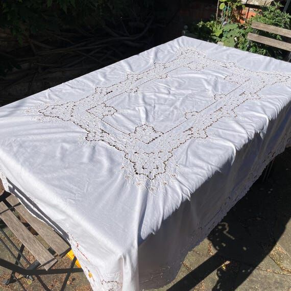 Vintage Hand Embroidered Hand-Made Cut Work T...