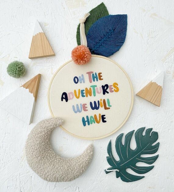Custom Phrase Embroidery Hoop, Baby Nursery D...