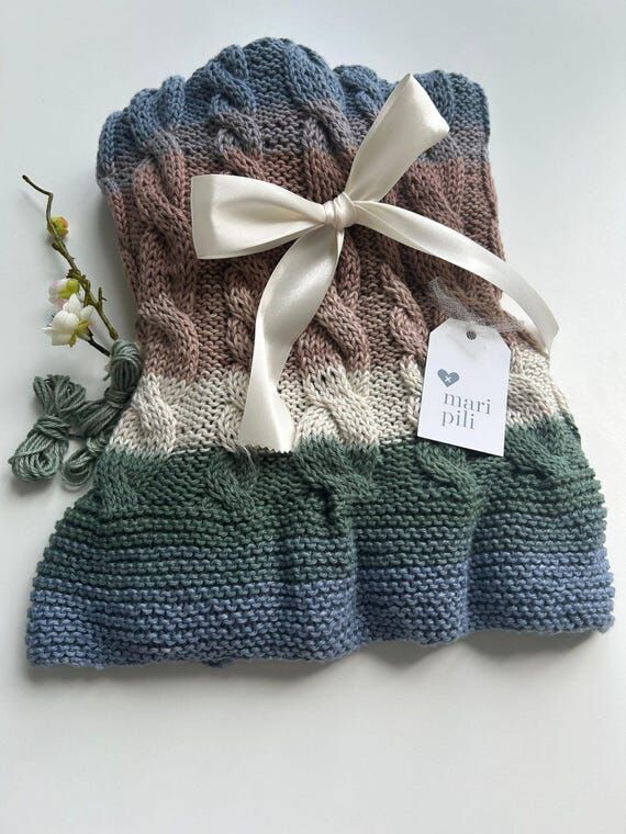 Hand-Knitted Cotton Baby Blanket – Personal...