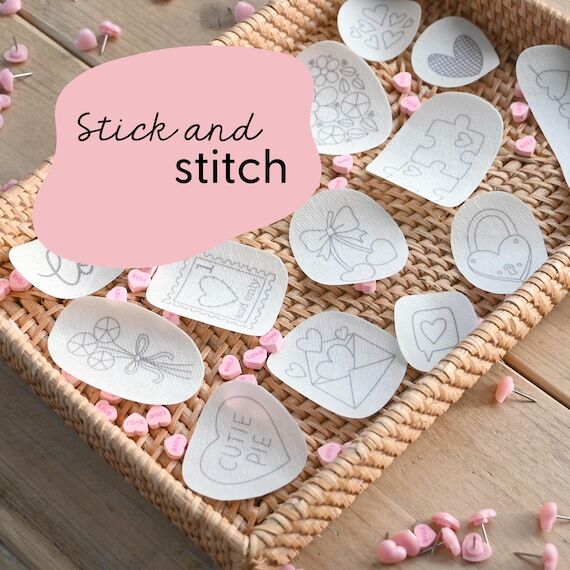 Valentine Stick and Stitch Embroidery Patches...