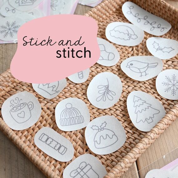 Christmas Stick and Stitch Embroidery Patches...