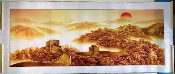 Handmade Silk Wall Landscape Art, Panoramic M...