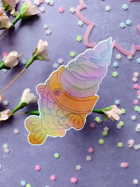 Holographic Taiyaki Sticker: Kawaii Japanese ...