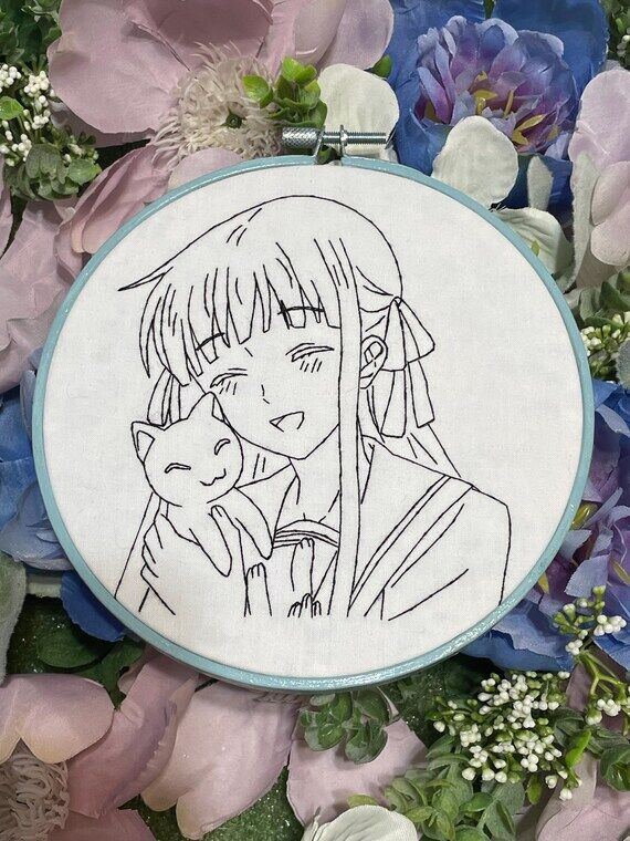 Fruba Anime Embroidery Art: Handmade 6" ...