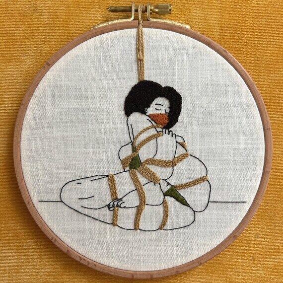 Shibari bondage art, erotic hand embroidery, ...