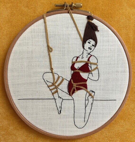 Hand embroidery, erotic art, bondage, shiba...