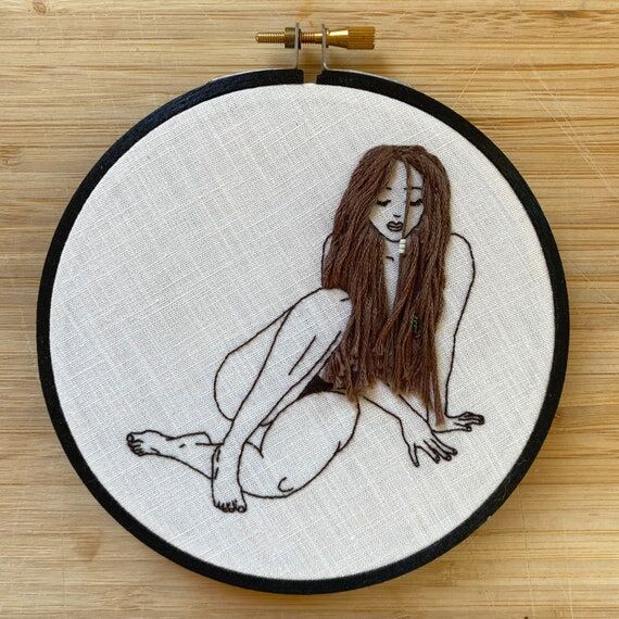 Handmade embroidery hoop, beautiful woman, dr...