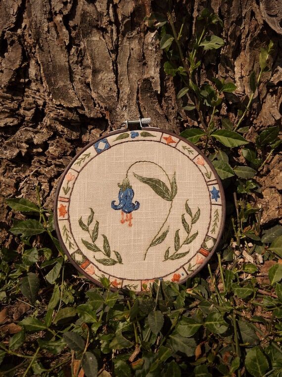 Blue Bell Embroidered Wall Art...