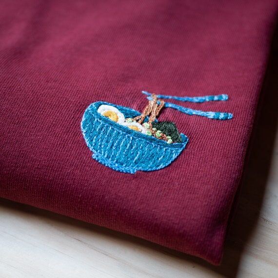 Handmade embroidered ramen tee-shirt...