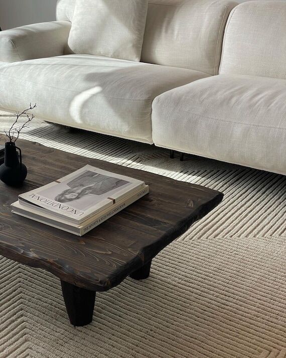 Rustic Low Wood Dark Brown Coffee Table • L...