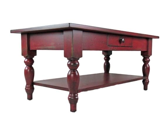 Red Farmhouse Coffee Table: Handmade Rustic C...