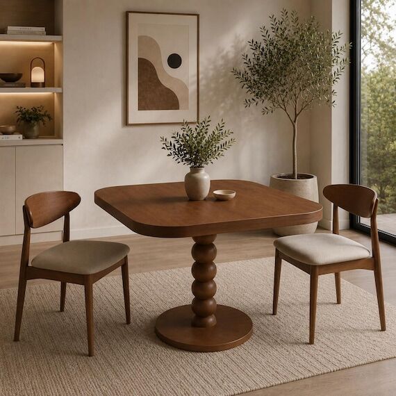 Dining Table for Small Spaces, Modern Solid W...