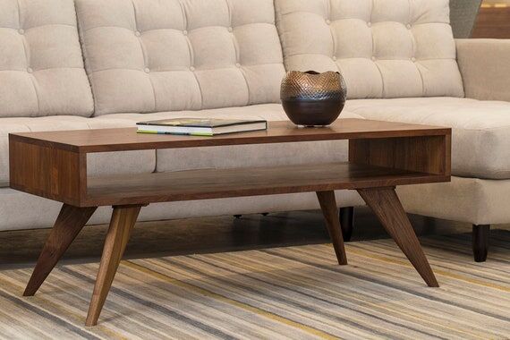 Handmade Mid-Century Modern Solid Wood Coffee...