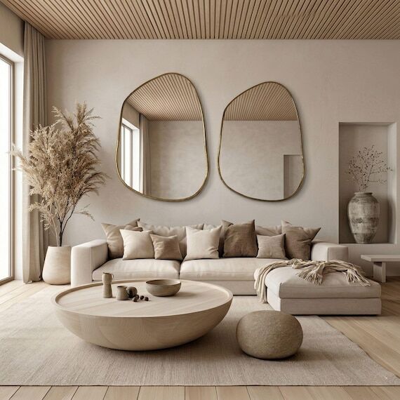 Sofra Round Floor Coffee Table, Modern Walnut...