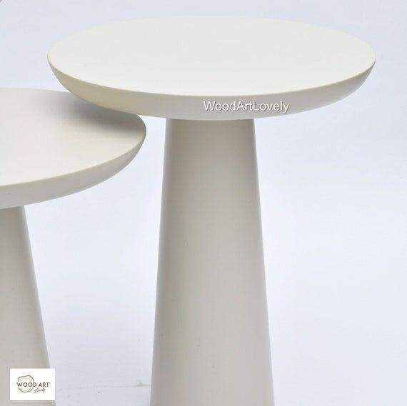 Handmade Linden Wood Mushroom Side Table - Mi...