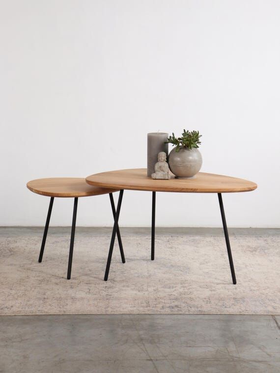 Handmade Oak Coffee Table: Mid-Century Modern...