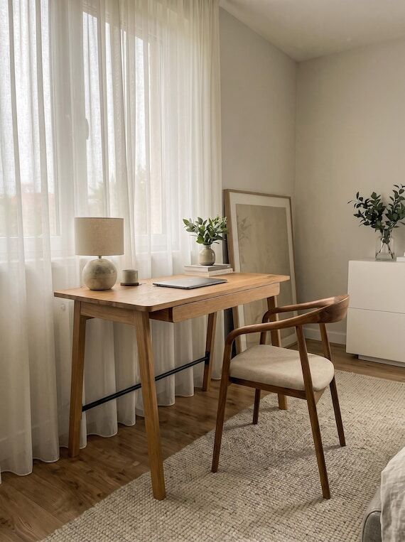 Computer Desk YOTSA with Wide Drawer Oak Soli...