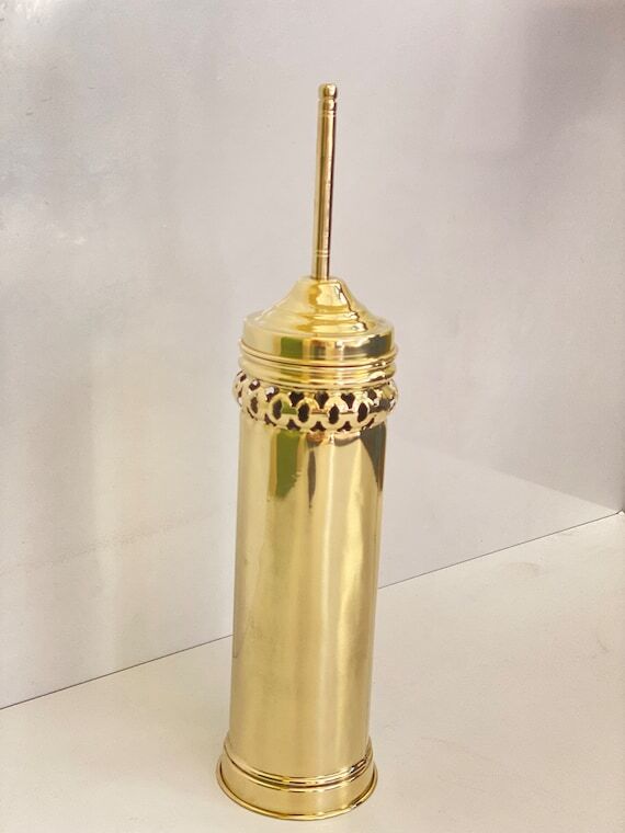 Handmade Pure Brass Toilet Brush, Unlacquered...