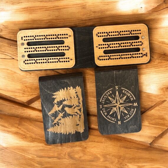 Mini Travel Cribbage Board | Engraved Wood, M...