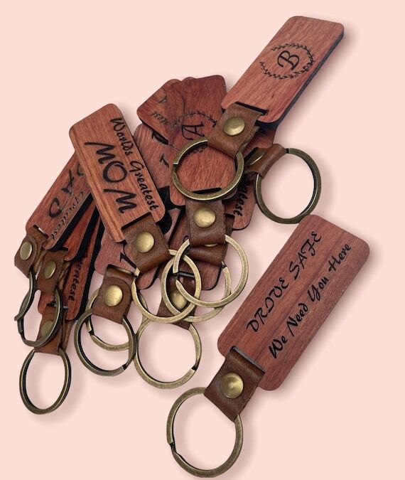 Personalized Rosewood Keychain: Engraved Wood...
