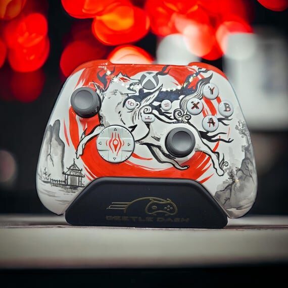 Okami Amaterasu custom hand painted white wol...