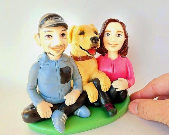 Custom pet portrait with owner custom figure,...