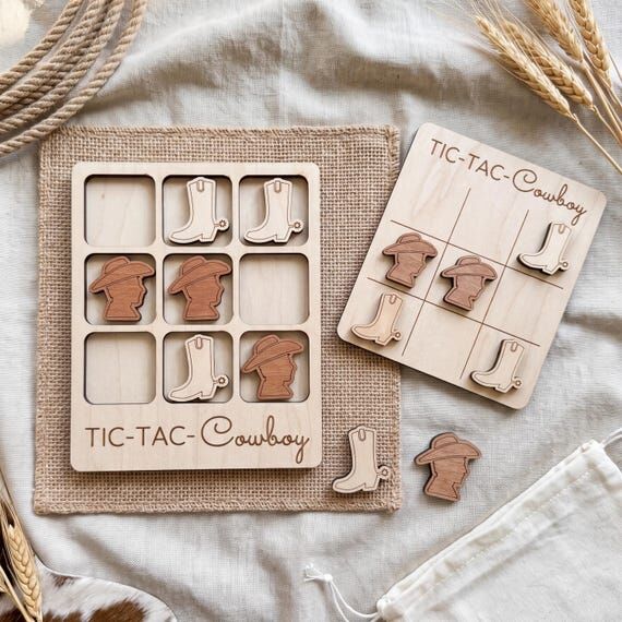 Cowboy Tic-Tac-Toe Board Game: Western Theme ...