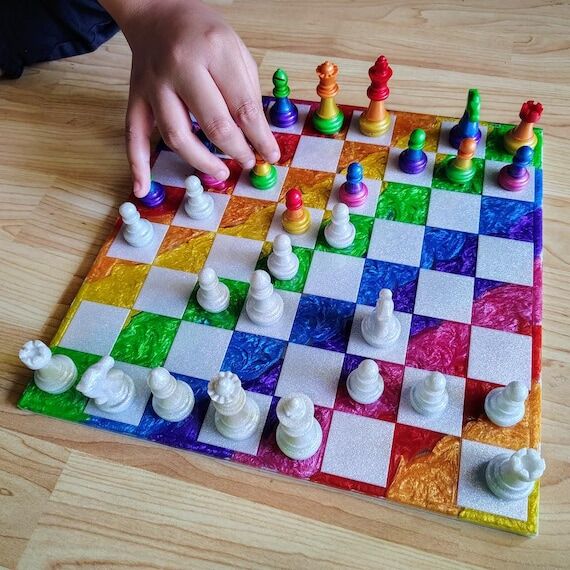Rainbow Resin Chess Set | Handmade Chess | Co...