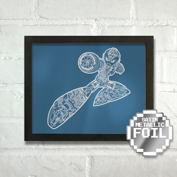 Handmade Video Games Wall Art: Megaman (No Social Media) Blue...
