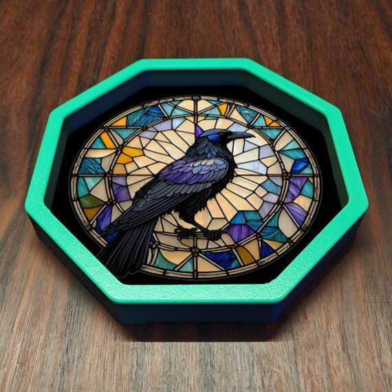 Stained Glass Dice Tray: Neoprene Lined Rolli...