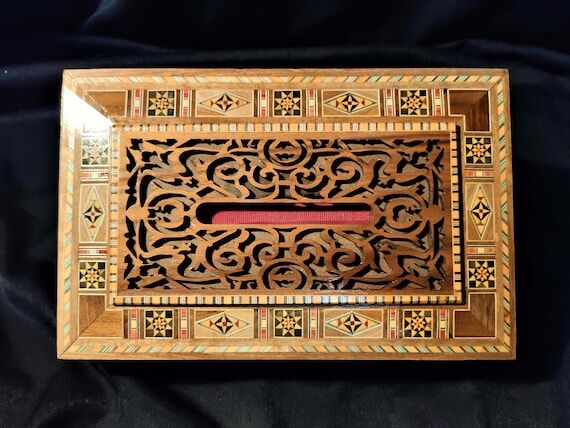 Handmade Inlaid Wood Jewelry Box: Lebanese Vi...