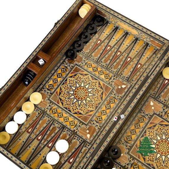 XL Pearl Backgammon Set and Folding Chess Boa...