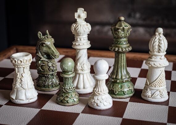 Custom Chess Set Unique Handmade Pieces Displ...