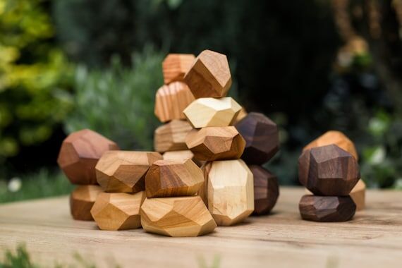 15 Wooden Tumi Ishi Blocks, Handmade Balancin...