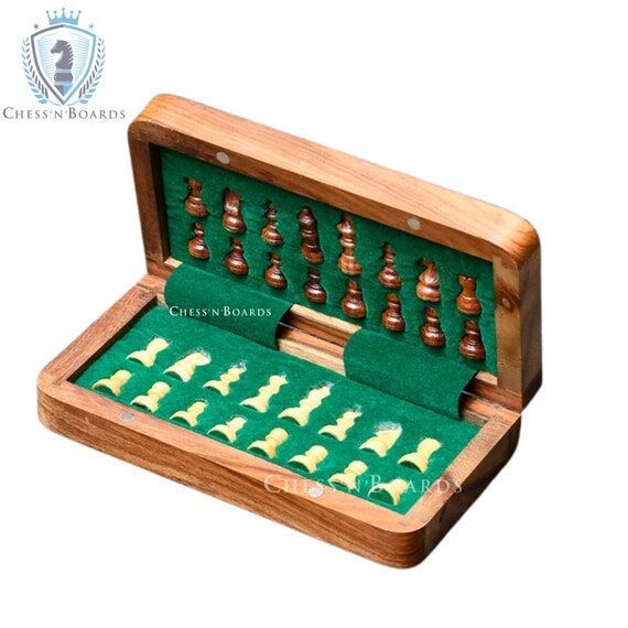 Handmade Sheesham & Boxwood Magnetic Travel C...