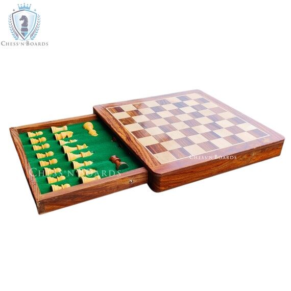 Handmade Wooden Chess Set: 12" Indian Ro...