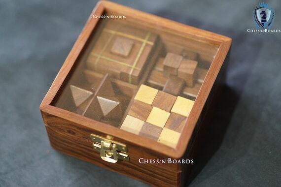 Handcrafted Wooden Puzzles With Box: Brain Te...