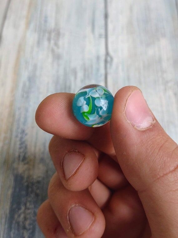 Hibiscus collector marbles, 16mm size turquoi...