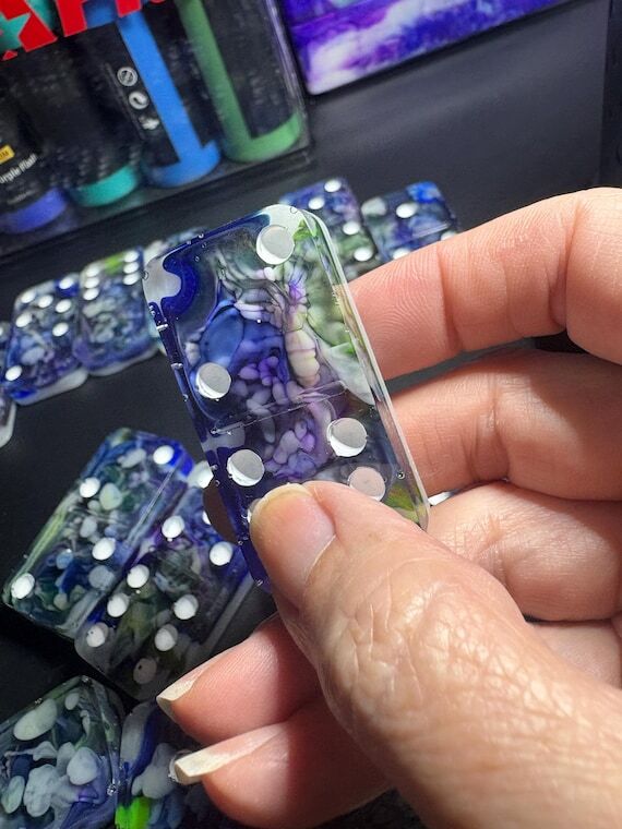 Abstract Color Explosion Handmade Resin Doubl...