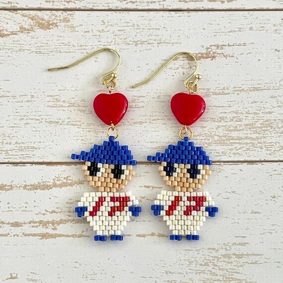 Handmade Beaded Baseball Earrings | Number 17...