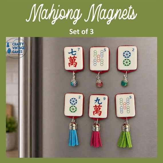 Mahjong Magnets, upcycled mah jong playing pi...