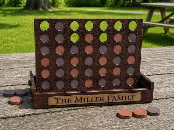 Personalized Wooden 4-In-A-Row Game – Custo...