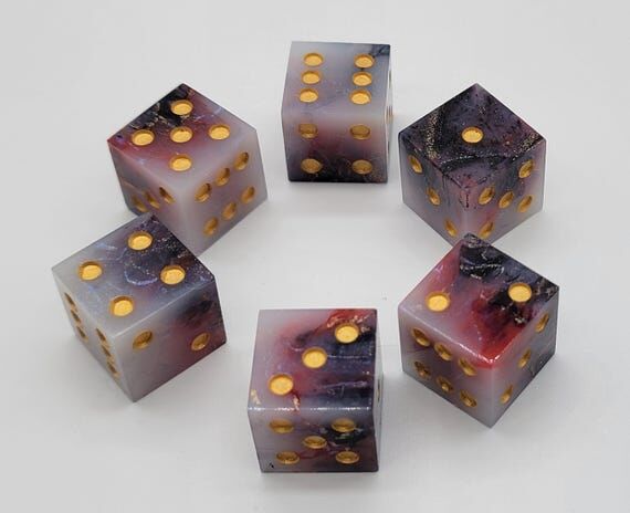 Handmade Resin D6 Dice Set – Stone/Geode In...