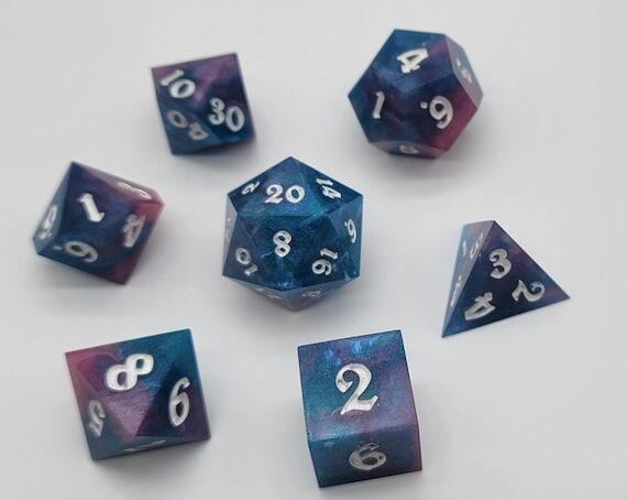 Twilight Veil Resin Dice Set | Blue Pink Shim...