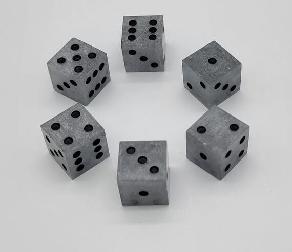 Silver & Black Handmade Dice Set | Chrome Sil...